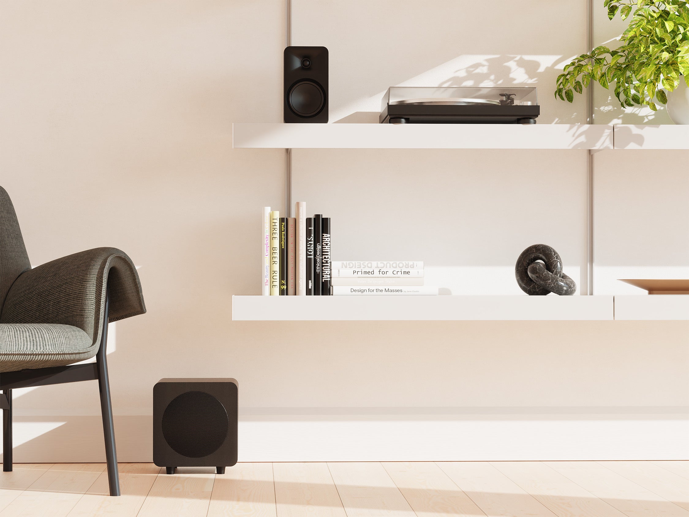 Kanto SUB6 200W 6 Inch Vinyl Subwoofer - Matte Black Black