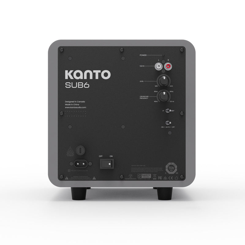 Kanto SUB6 200W 6 Inch Vinyl Subwoofer - Matte Grey Grey