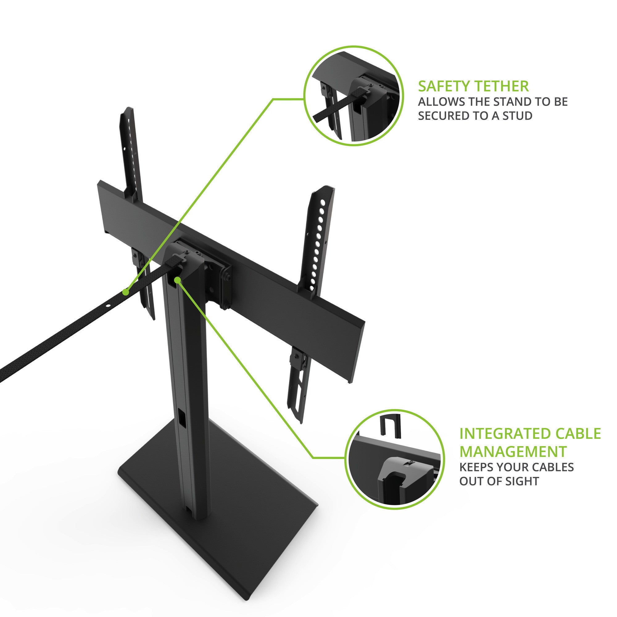 Kanto TTS100 Universal Tabletop TV Stand for 37 to 65 inch TVs Black