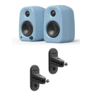 Kanto UKI 100W Bluetooth Desktop Speakers With SPW3 Universal Speaker Wall Mount Blue Blue
