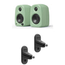Kanto UKI 100W Bluetooth Desktop Speakers With SPW3 Universal Speaker Wall Mount Green Green