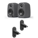 Kanto UKI 100W Bluetooth Desktop Speakers With SPW3 Universal Speaker Wall Mount Grey Grey