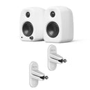 Kanto UKI 100W Bluetooth Desktop Speakers With SPW3 Universal Speaker Wall Mount White White