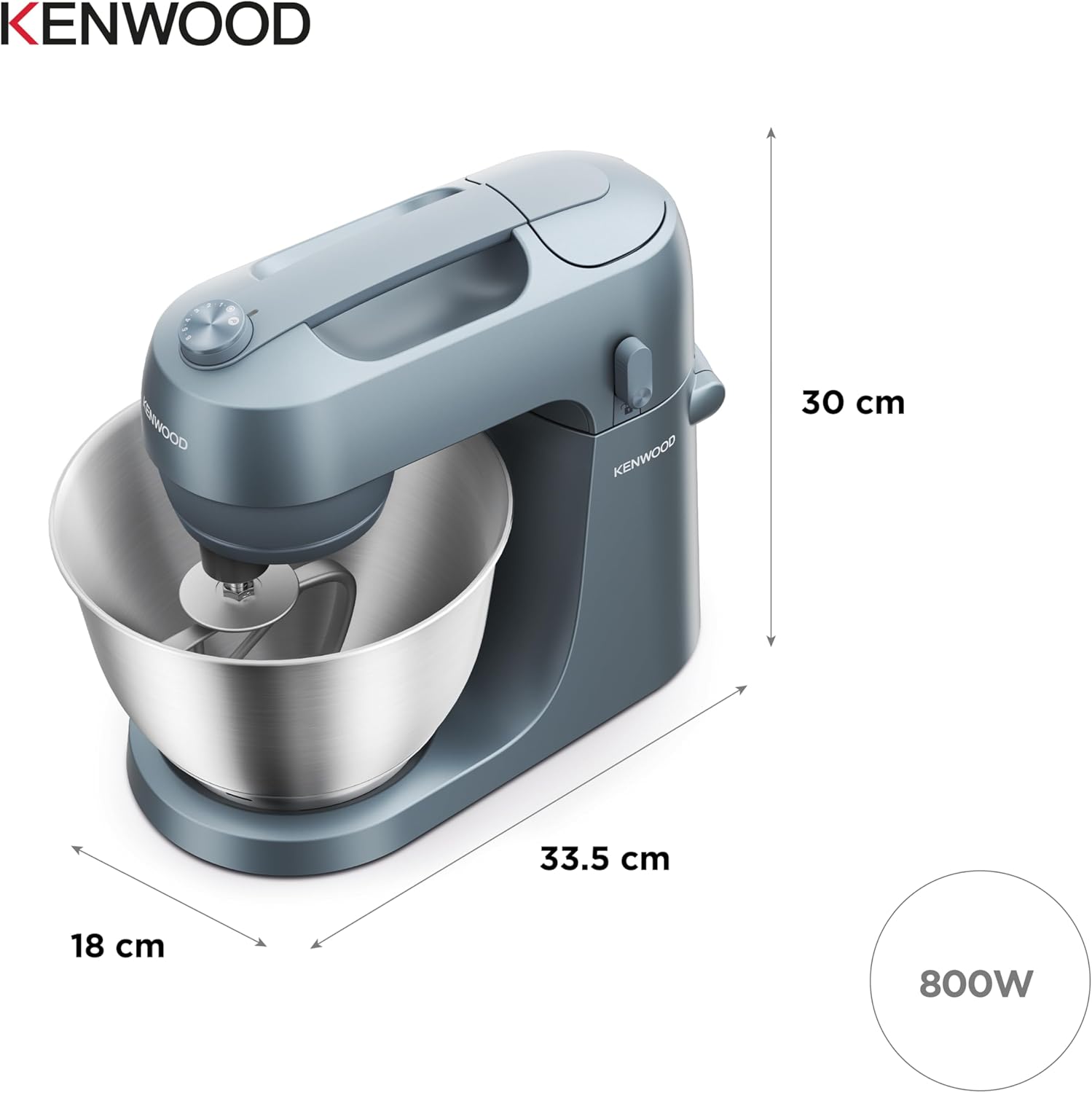 Kenwood KZM35.000GY Go Stand Mixer 4L Bowl 800W - Storm Blue Blue