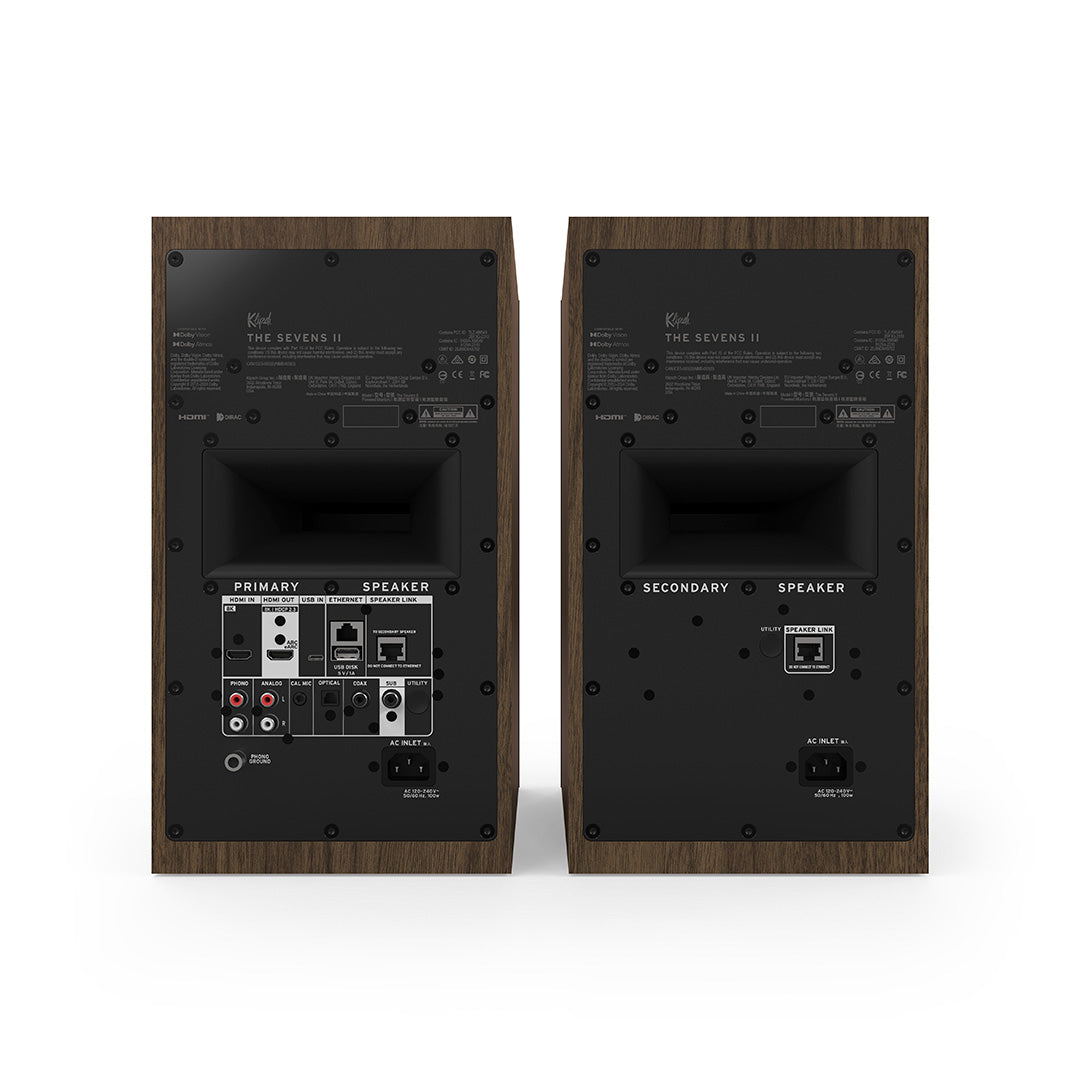 Klipsch The Sevens II Active Bookshelf Speakers Walnut Walnut