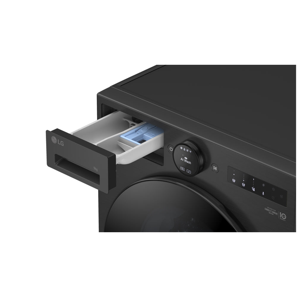 LG F4X7009TBB 9kg 1400 Spin AI Direct Drive Freestanding Washing Machine Black Black