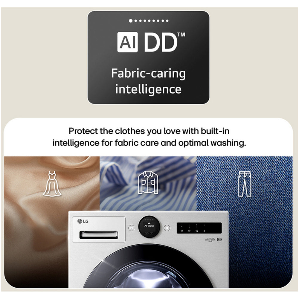 LG F4X7009TWB 9kg 1400 Spin AI Direct Drive Freestanding Washing Machine White White