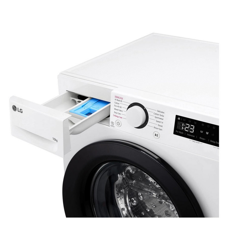LG F4Y510WBLN1 Washing Machine Front Load 10 kg 1400 Spin White - Clearance