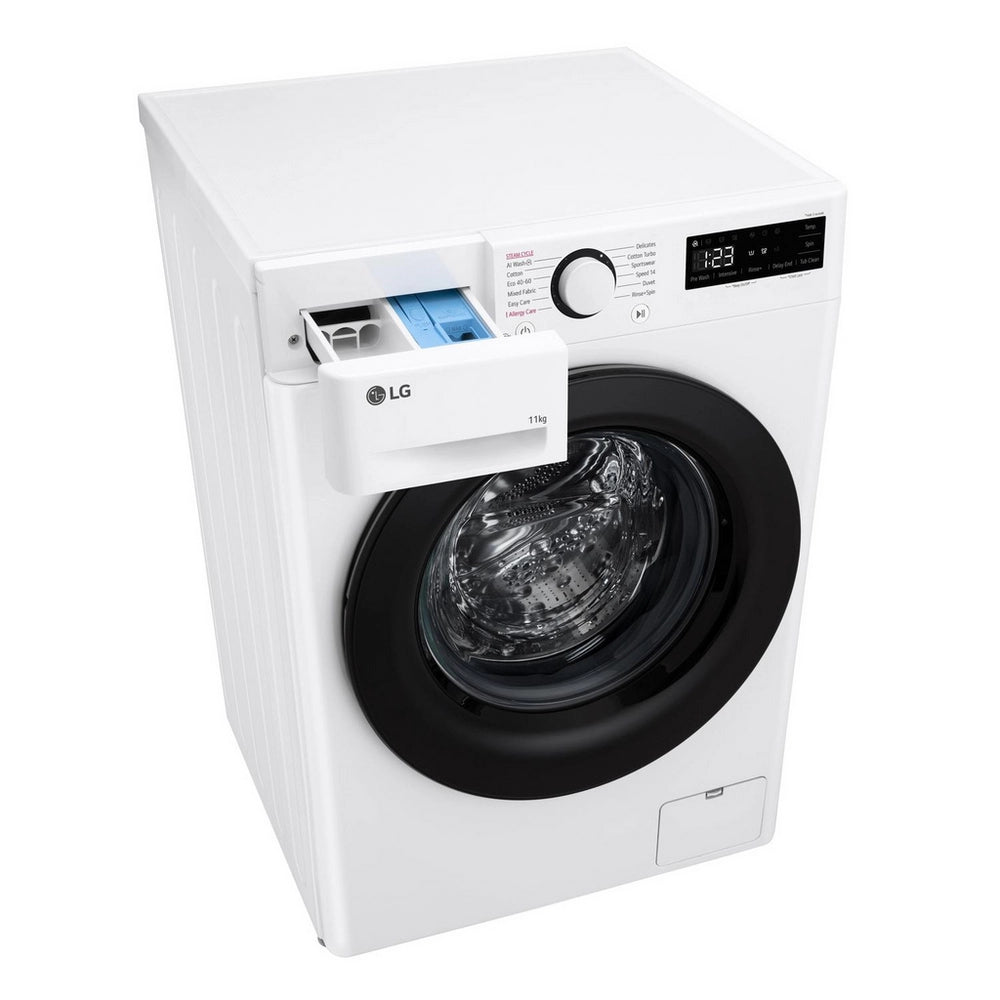 LG F4Y511WBLN1 11kg Steam 1400 Spin Freestanding Front Load Washing Machine White - A Rated 11kg