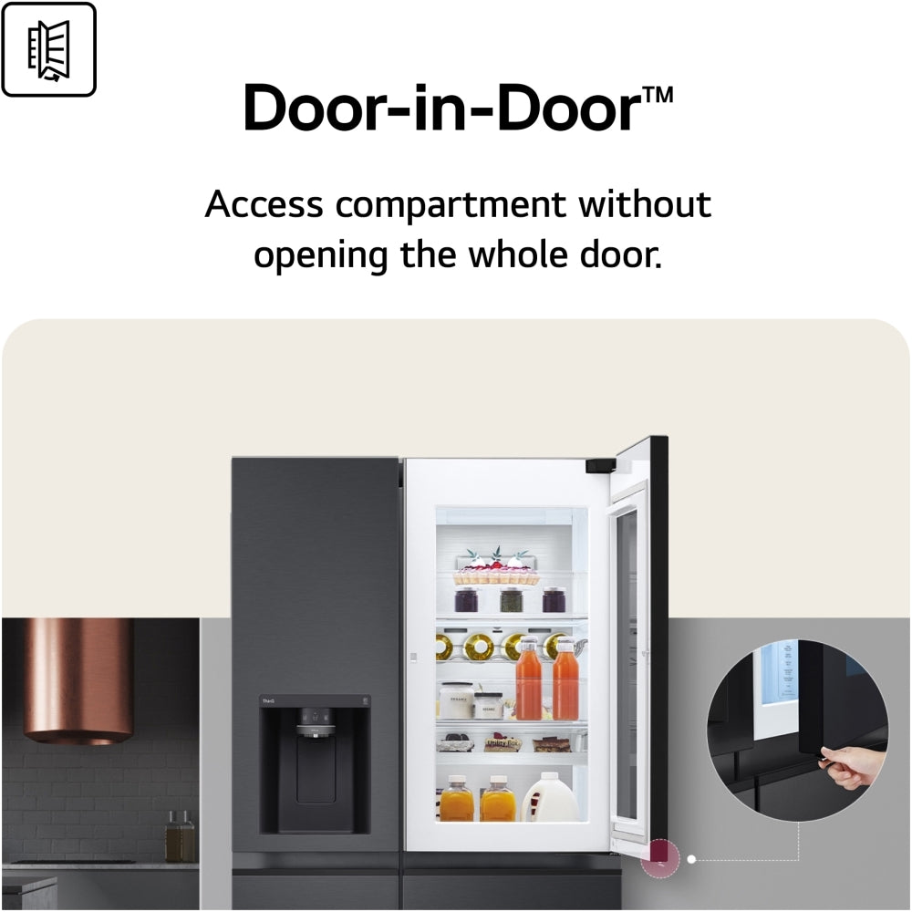 LG InstaView GSXE80EVBE WiFi Connected Plumbed American Fridge Freezer - Essence Black Black