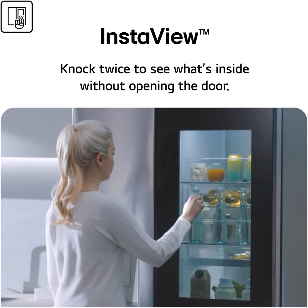 LG InstaView GSXE80EVBE WiFi Connected Plumbed American Fridge Freezer - Essence Black Black