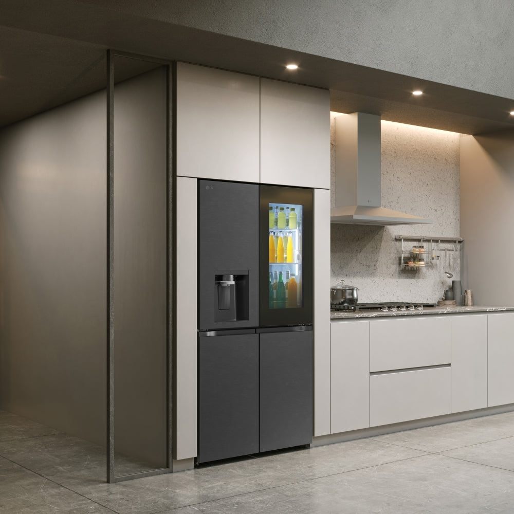 LG InstaView GSXE80EVBE WiFi Connected Plumbed American Fridge Freezer - Essence Black