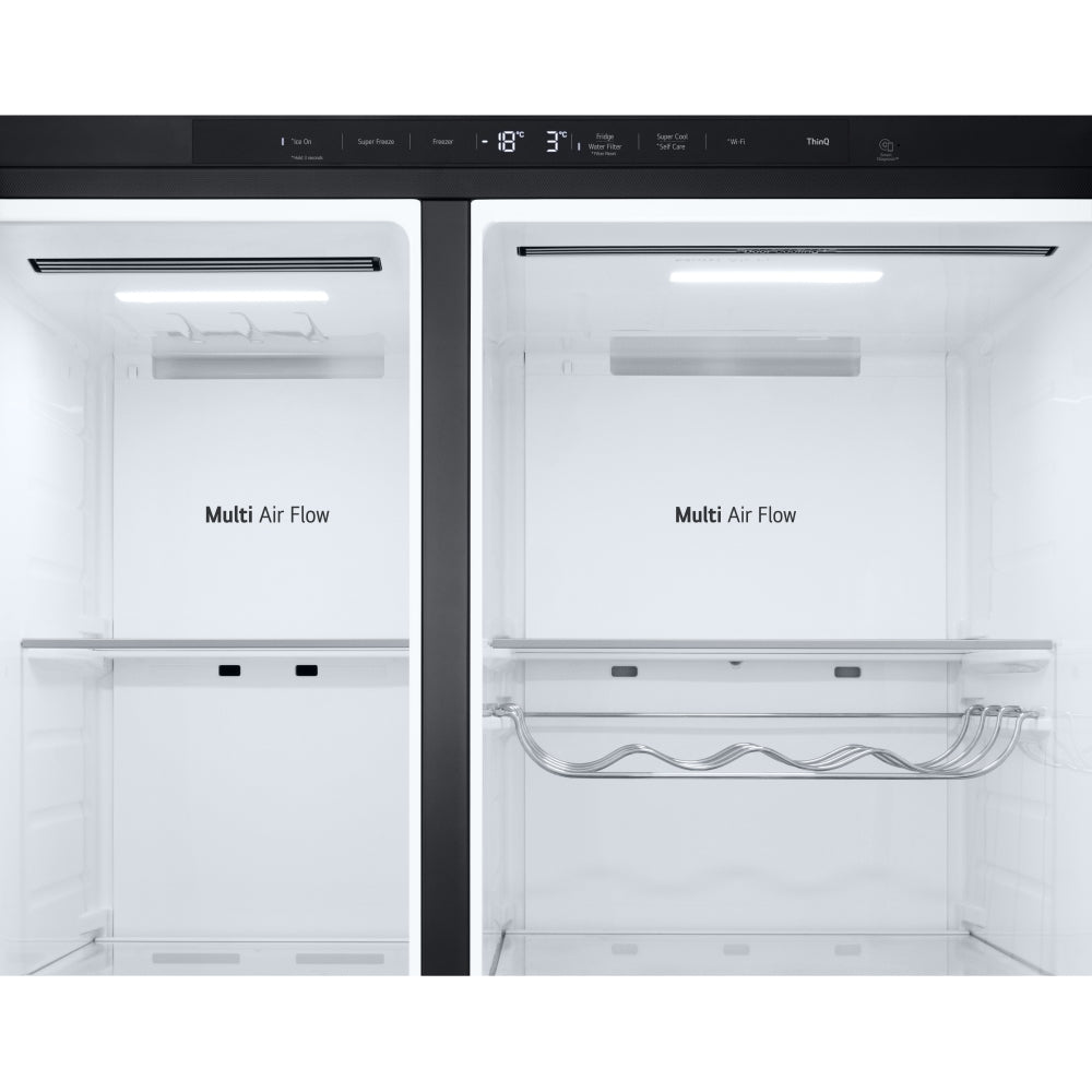 LG InstaView GSXE80EVBE WiFi Connected Plumbed American Fridge Freezer - Essence Black