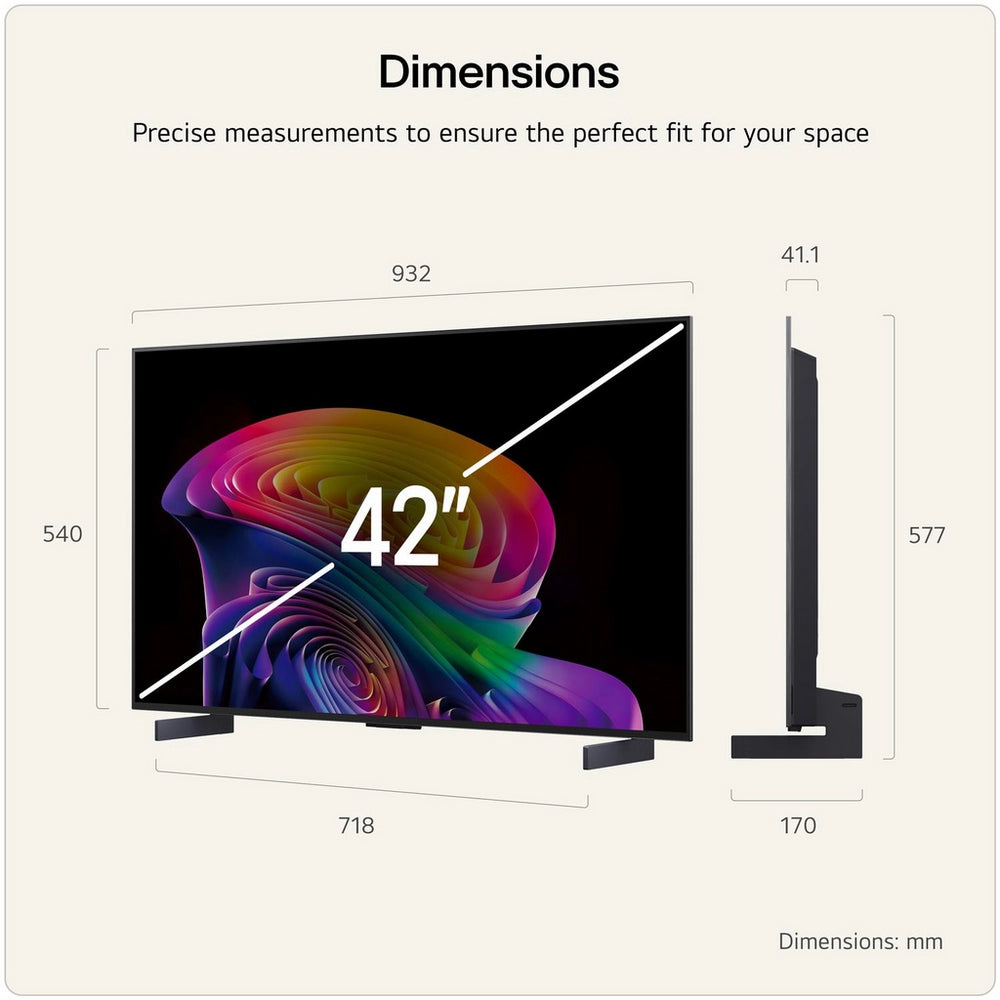 LG OLED42C66LB 42 Inch OLED evo AI C6 4K Ultra HD HDR Smart TV 2026 42 Inch