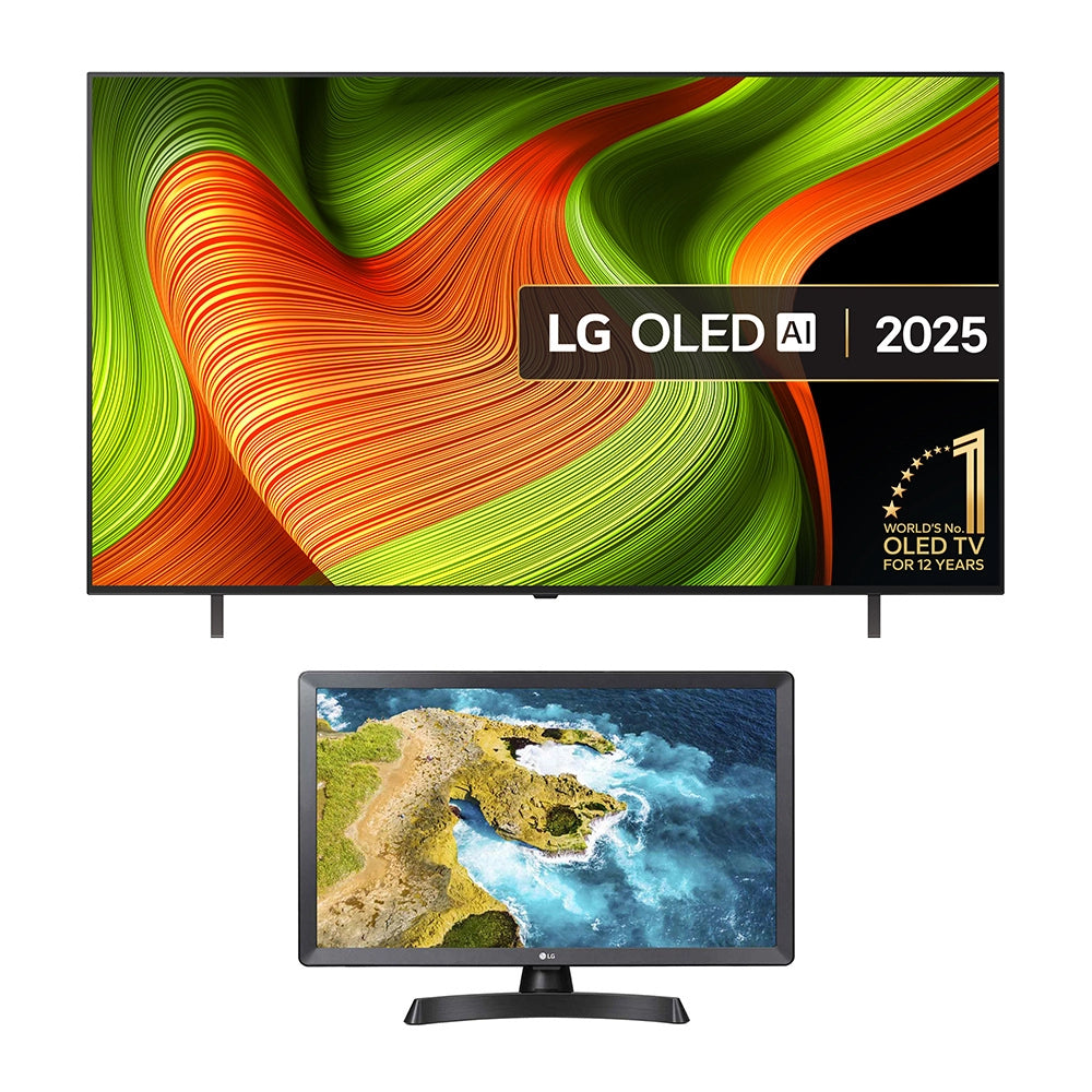 LG OLED65B56LA 65 Inch OLED AI B5 4K UHD HDR Smart TV with 24 Inch LED HD Ready TV Monitor Bundle
