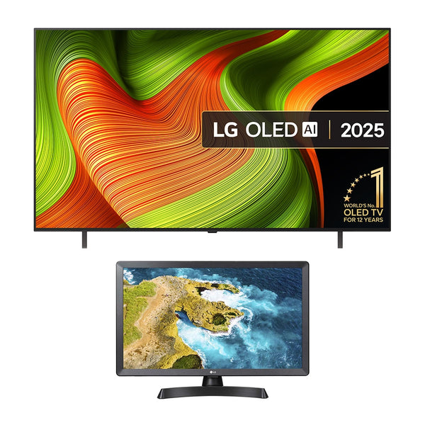 LG OLED65B56LA 65 Inch OLED AI B5 4K UHD HDR Smart TV with 24 Inch LED HD Ready TV Monitor Bundle
