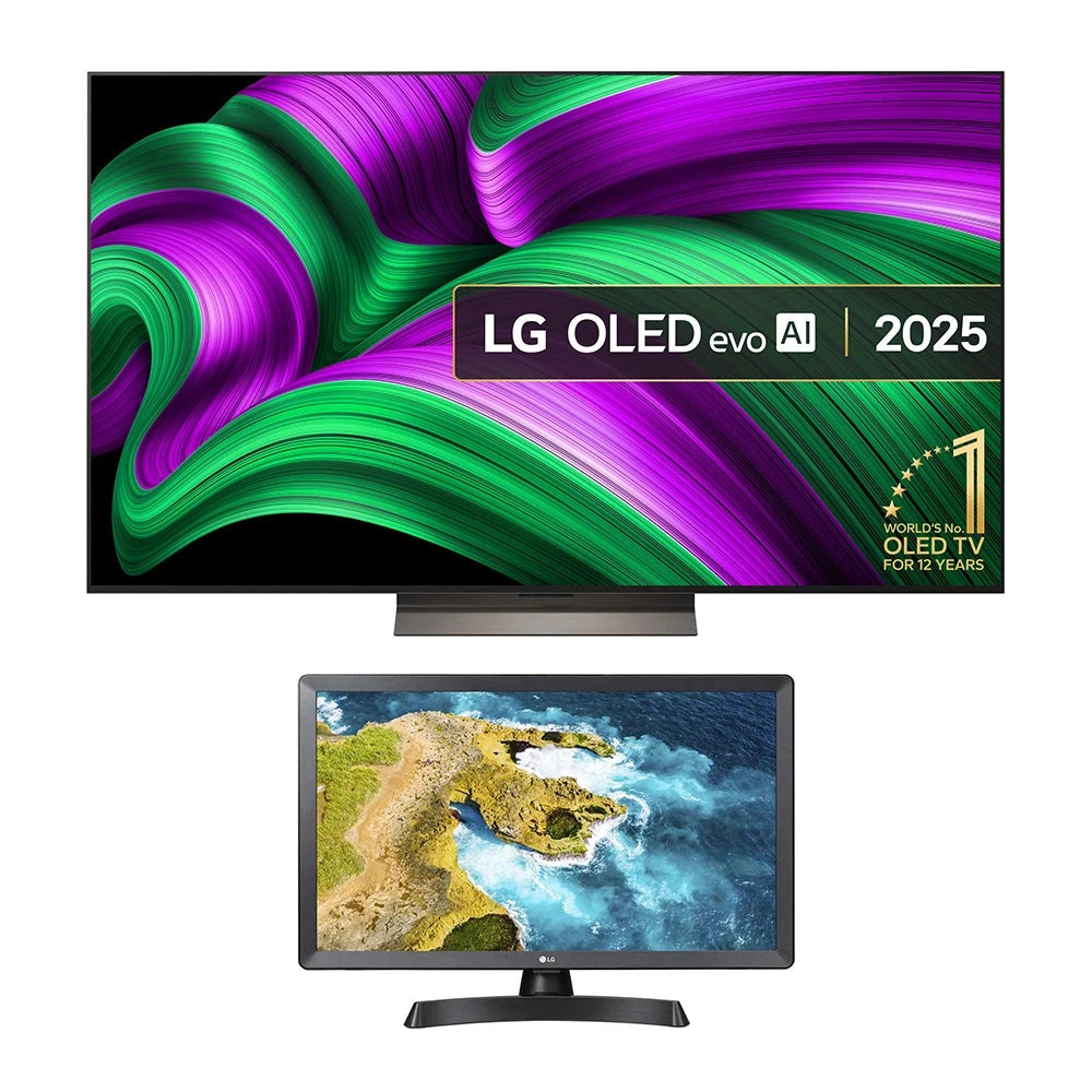 LG OLED65C56LB 65 Inch OLED evo AI C5 4K UHD HDR Smart TV with 24 Inch LED HD Ready TV Monitor Bundle