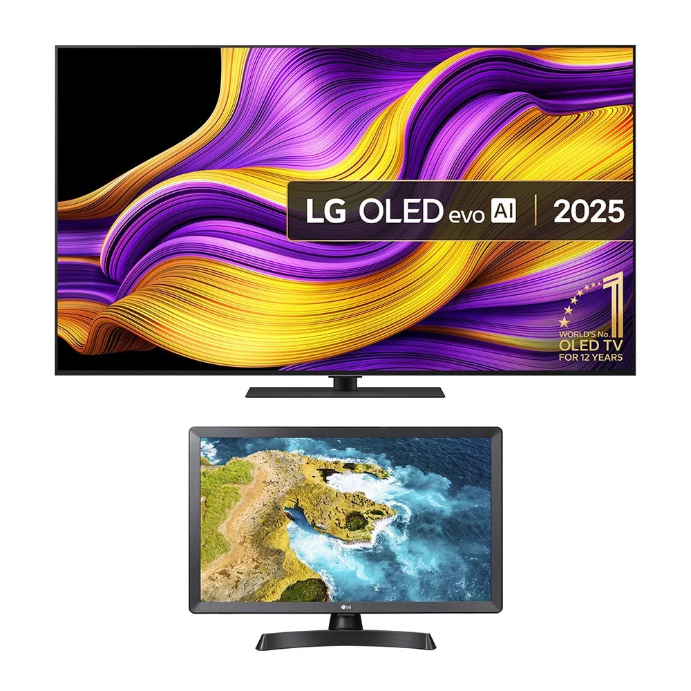 LG OLED65G56LS 65 Inch OLED Evo AI G5 4K UHD HDR Smart TV with 24 Inch LED HD Ready TV Monitor Bundle