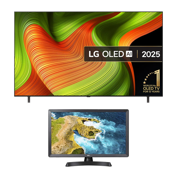 LG OLED77B56LA 77 Inch AI B5 4K UHD HDR OLED Smart TV with 24 Inch LED HD Ready TV Monitor Bundle