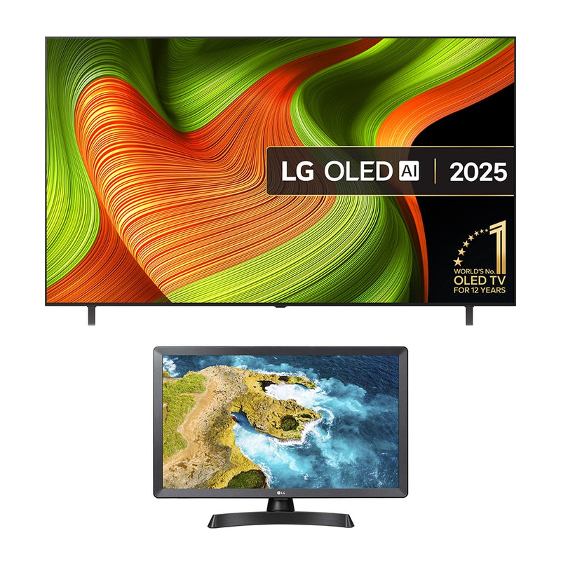 LG OLED77B56LA 77 Inch AI B5 4K UHD HDR OLED Smart TV with 24 Inch LED HD Ready TV Monitor Bundle