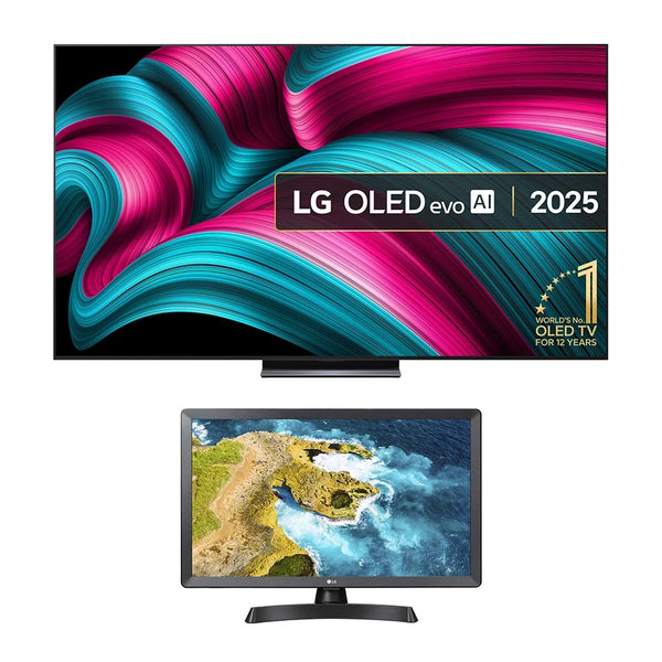 LG OLED83C54LA 83 Inch 4K OLED evo AI C5 4K UHD HDR Smart TV with 24 Inch LED HD Ready TV Monitor Bundle