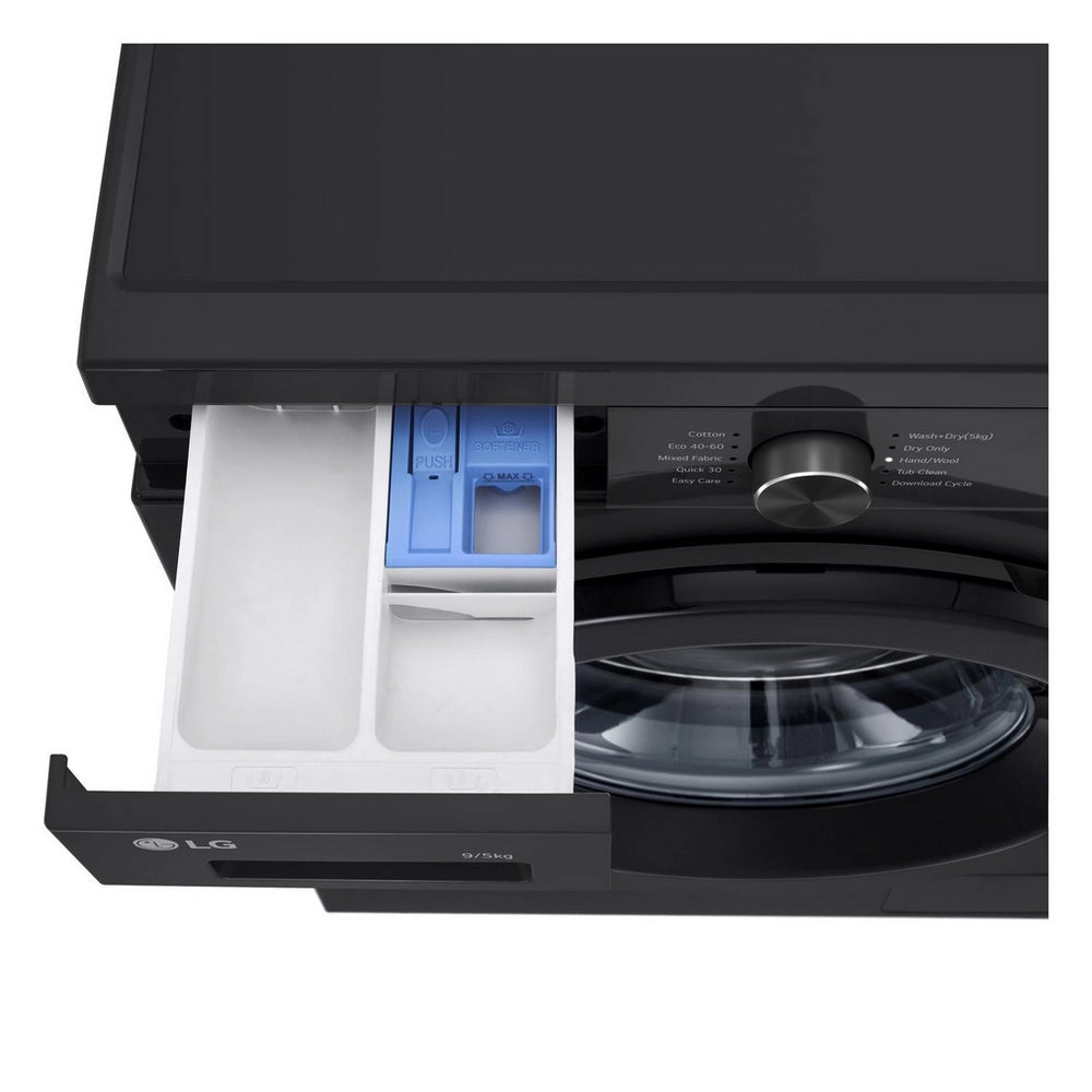LG Series 2 Direct Drive W4X1095NNK 9kg/5kg 1400 Spin Washer Dryer Onyx Black - A/E Rated Black