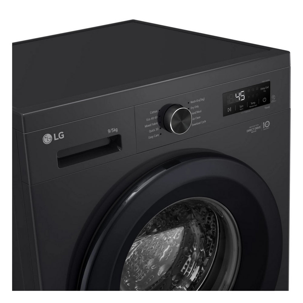 LG Series 2 Direct Drive W4X1095NNK 9kg/5kg 1400 Spin Washer Dryer Onyx Black - A/E Rated Black