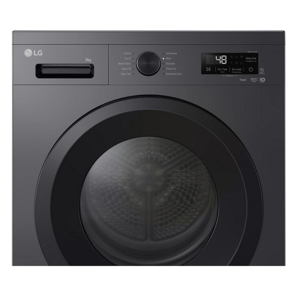 LG Series 2 ThinQ RHX1009NMK 9kg Heat Pump Tumble Dryer Grey - A+++ Rated Grey
