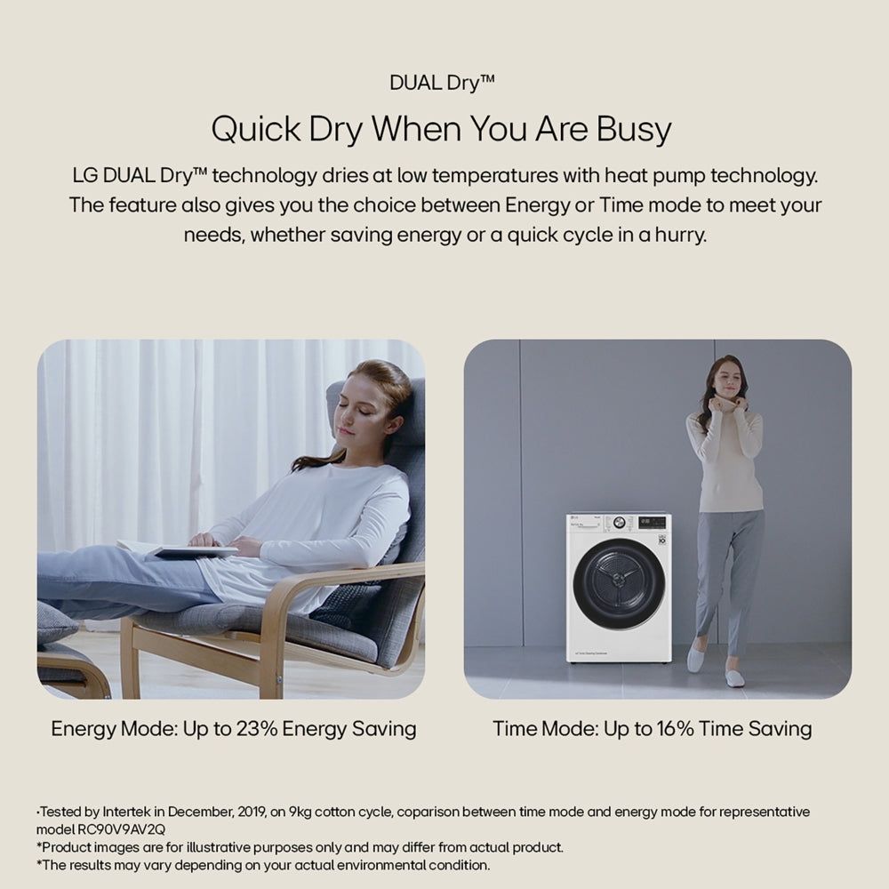 LG Series 4 ThinQ FDV709W 9kg Dual Inverter Heat Pump Tumble Dryer White - A++ Rated White