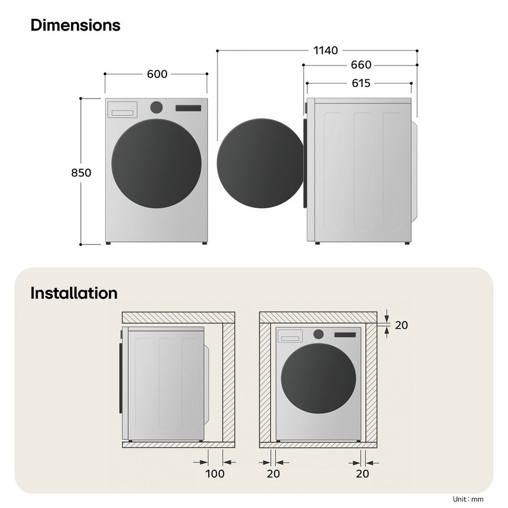 LG Series 5 RHX5009TWB 9kg Dual Inverter Heat Pump Tumble Dryer White A+++ Rated