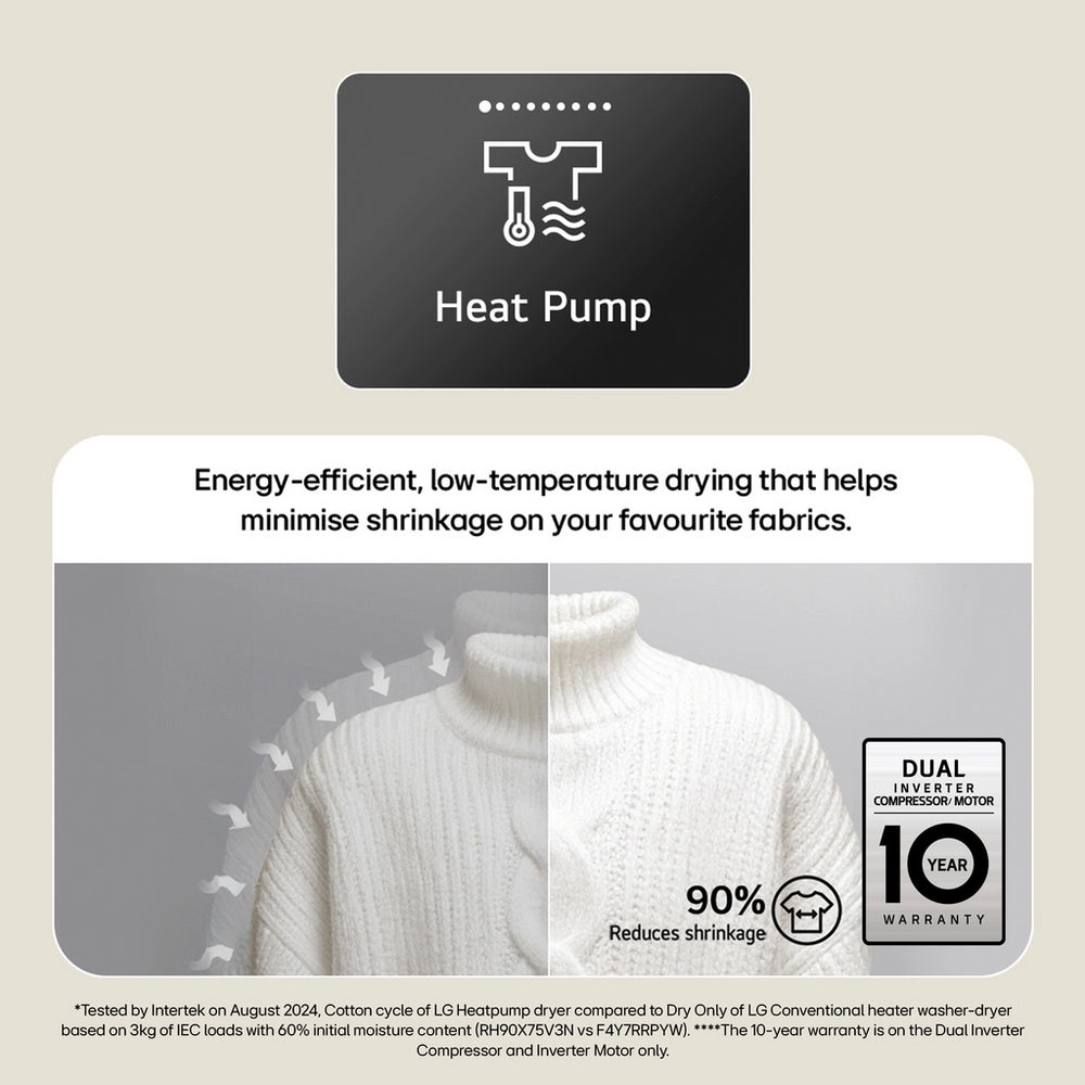 LG Series 5 RHX5009TWB 9kg Dual Inverter Heat Pump Tumble Dryer White A+++ Rated