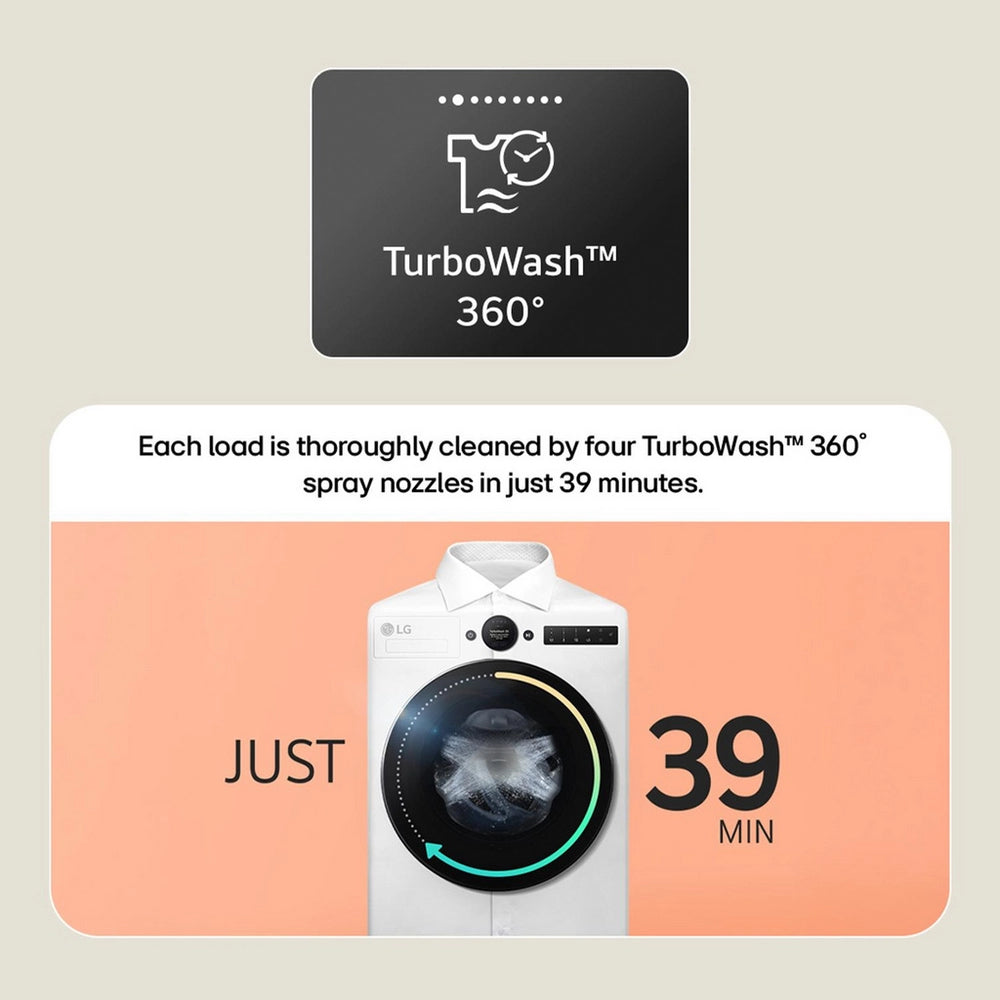 LG VX70 Series AI Direct Drive F4X7013TBB WiFi-enabled 13 kg 1400 Spin Washing Machine Matte Black - A Rated