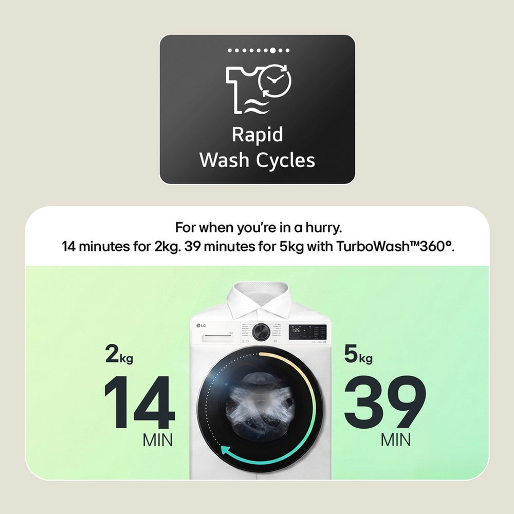 LG Series 3 AI Direct Drive W2X5085TLB 8+5kg 1200 Spin WiFi Connected Washer Dryer - White