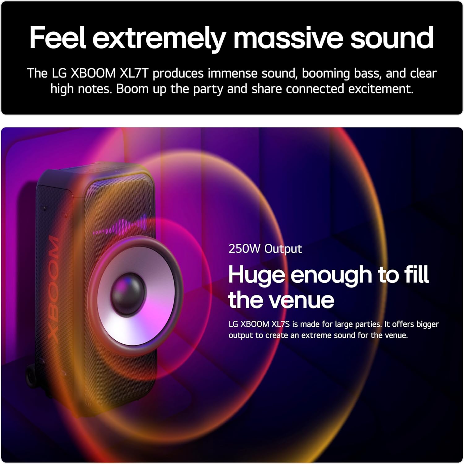 LG XBOOM DXL7T 250W Bluetooth Megasound Party Speaker - Black