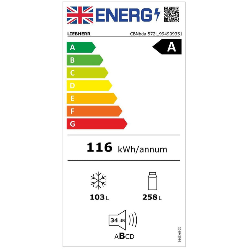 Liebherr CBNBDA 572I Plus 60cm BioFresh No Frost Fridge Freezer Black