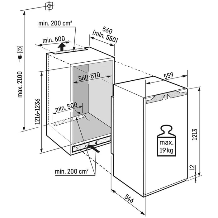 Liebherr Prime SIFNDI4155 122cm 129L Frost Free Fully Integrated Upright Freezer