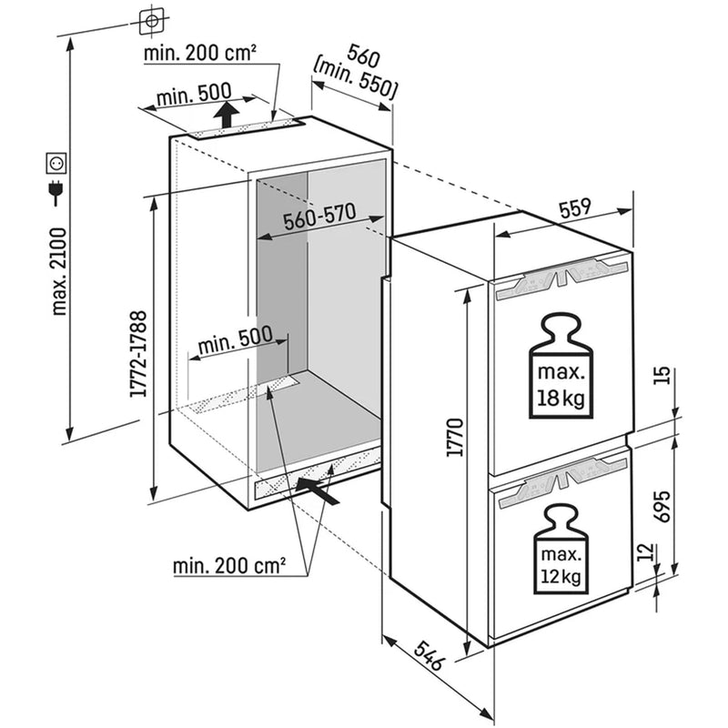 Liebherr Pure ICNC5103 Fully Integrated fridge-freezer with EasyFresh and NoFrost