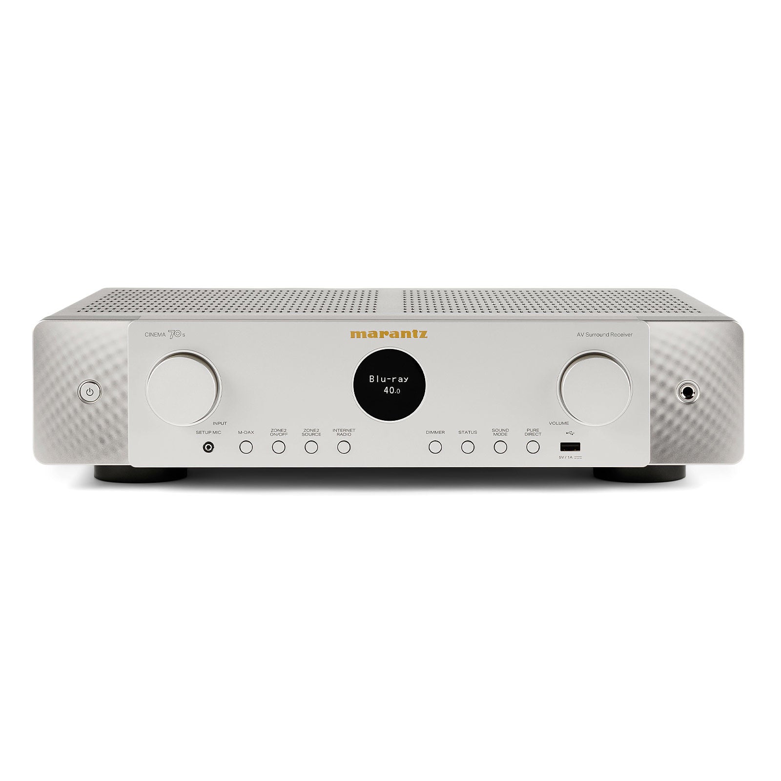 Marantz CINEMA 70s 7.2 Channel AV Receiver Silver with Monitor Audio Bronze 50 7G 5.1 Speaker Package White White