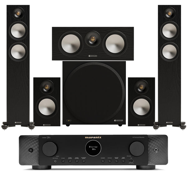 Marantz CINEMA 70s 7.2 Channel AV Receiver with Monitor Audio Bronze 300 7G 5.1 Speaker Package Black