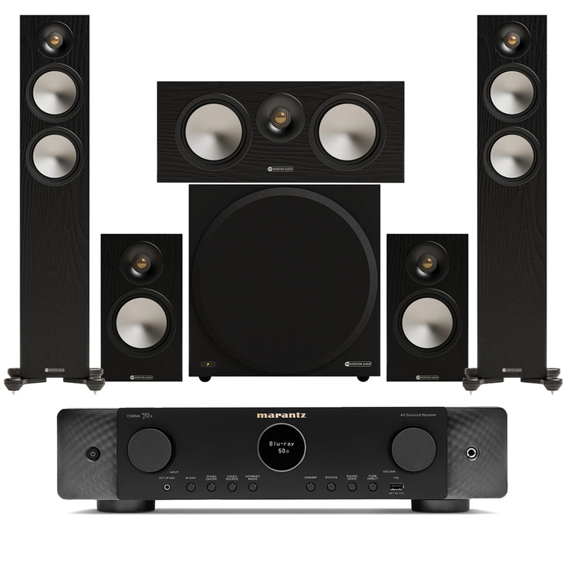 Marantz CINEMA 70s 7.2 Channel AV Receiver with Monitor Audio Bronze 300 7G 5.1 Speaker Package Black
