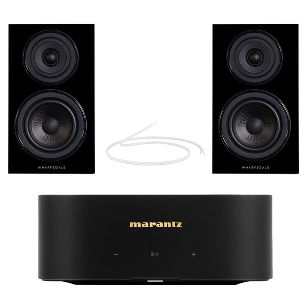 Marantz MODEL M1 2.1 Channel Streaming Amplifier with Wharfedale Diamond 12.1 Bookshelf Speakers HiFi Package Black