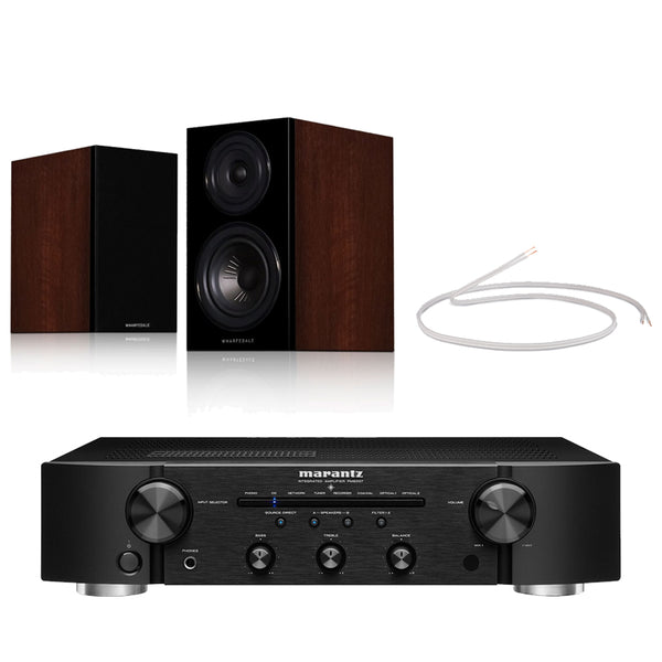 Marantz PM6007 Integrated Amplifier Black with Wharfedale Diamond 12.1 Bookshelf Speakers Walnut Pair HiFi Package