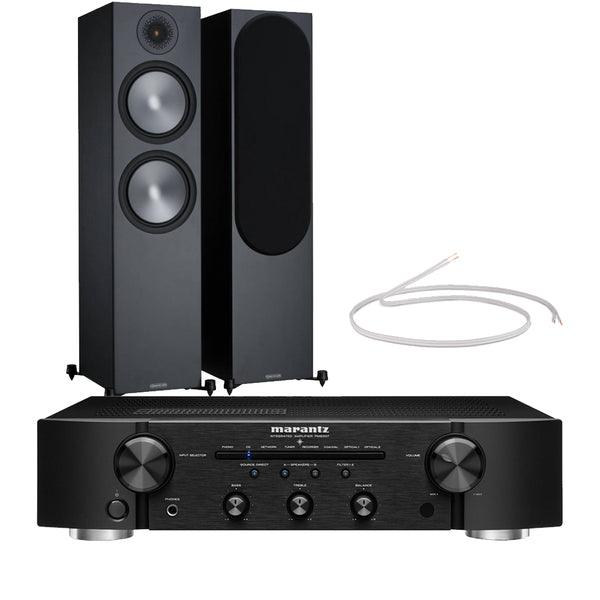 Marantz PM6007 Integrated Amplifier with Monitor Audio Bronze 500 Floorstanding Speakers Black Pair HiFi Package