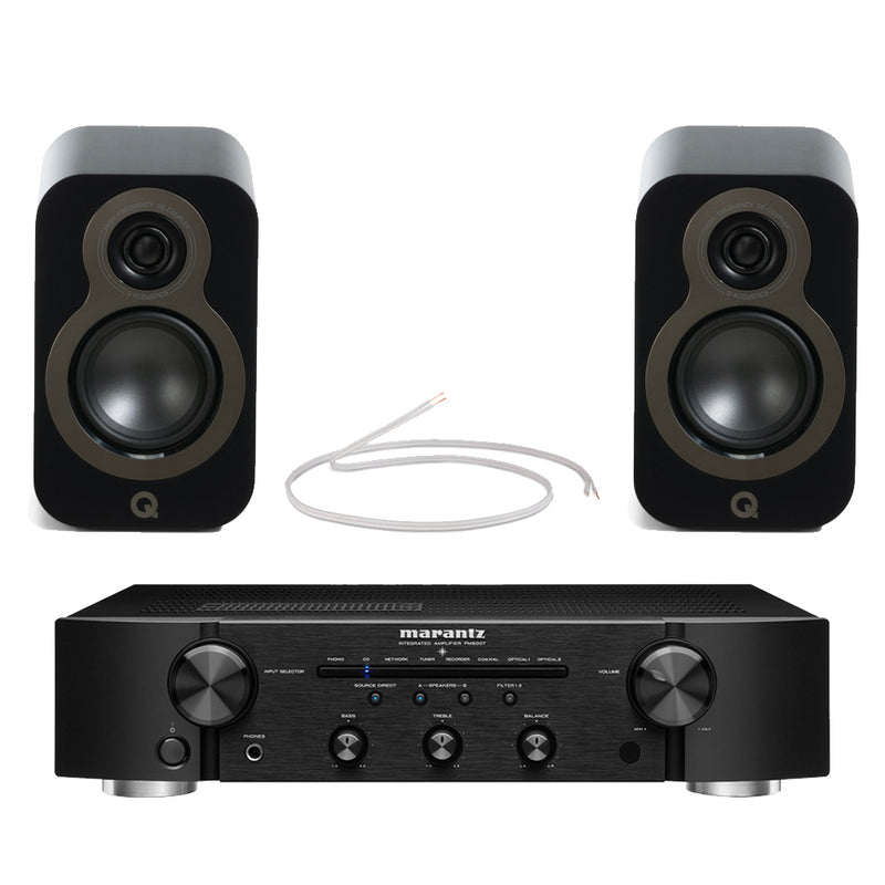 Marantz PM6007 Integrated Amplifier With Q Acoustics Q3010c Bookshelf Speakers Satin Black Pair HiFi Package