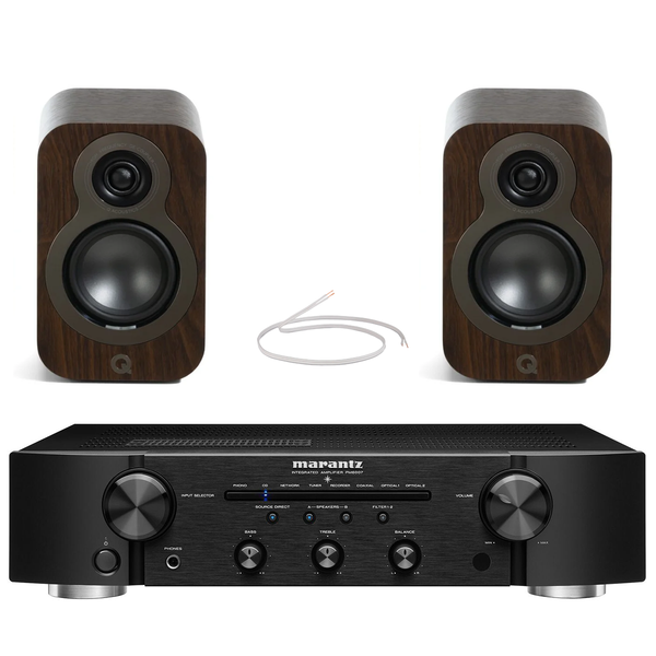 Marantz PM6007BK Integrated Amplifier With Q Acoucstic Q3010c Bookshelf Speakers Satin Black Pair HiFi Package