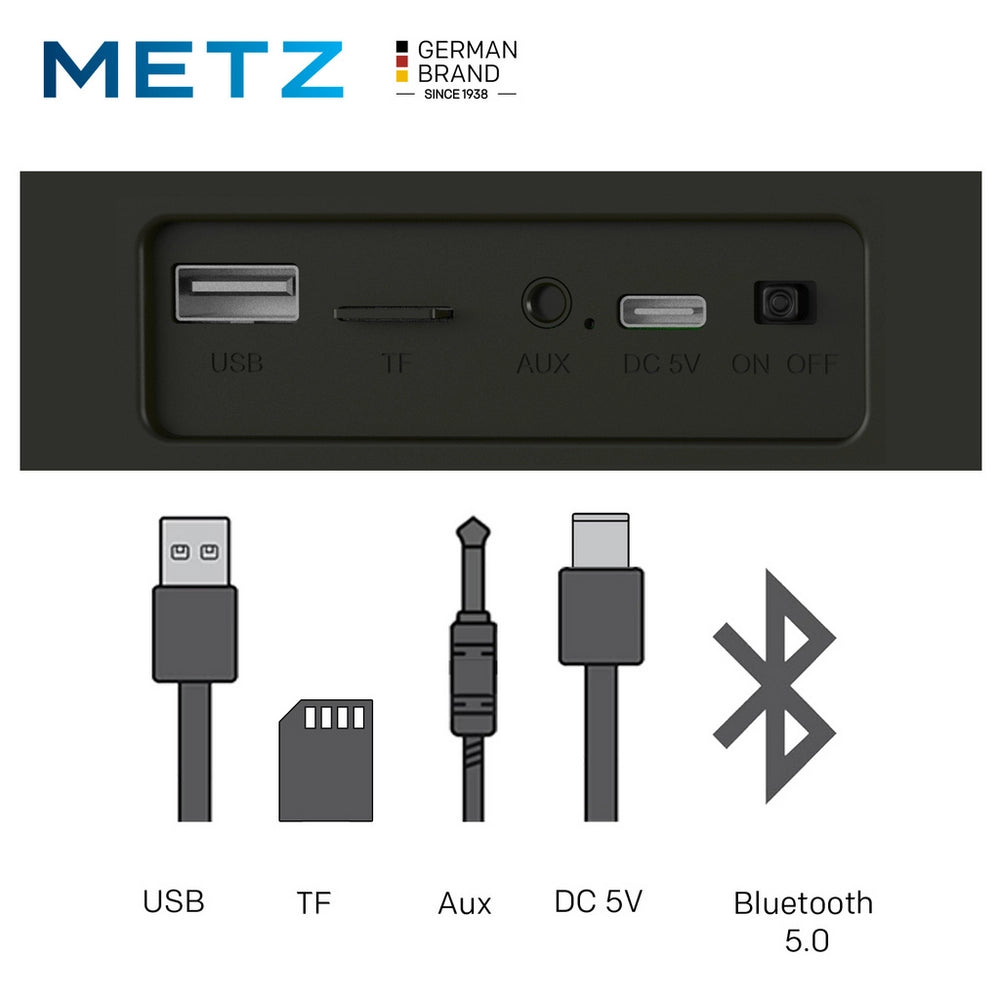 METZ MEBS60 Wireless Portable Bluetooth Speaker - Black