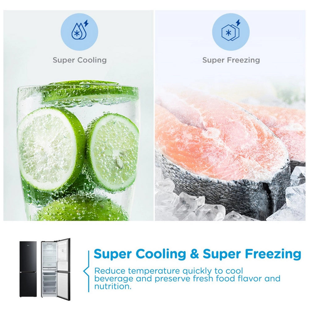 Midea MDRB379FGD30 60/40 Freestanding Total No Frost Fridge Freezer - Black Black