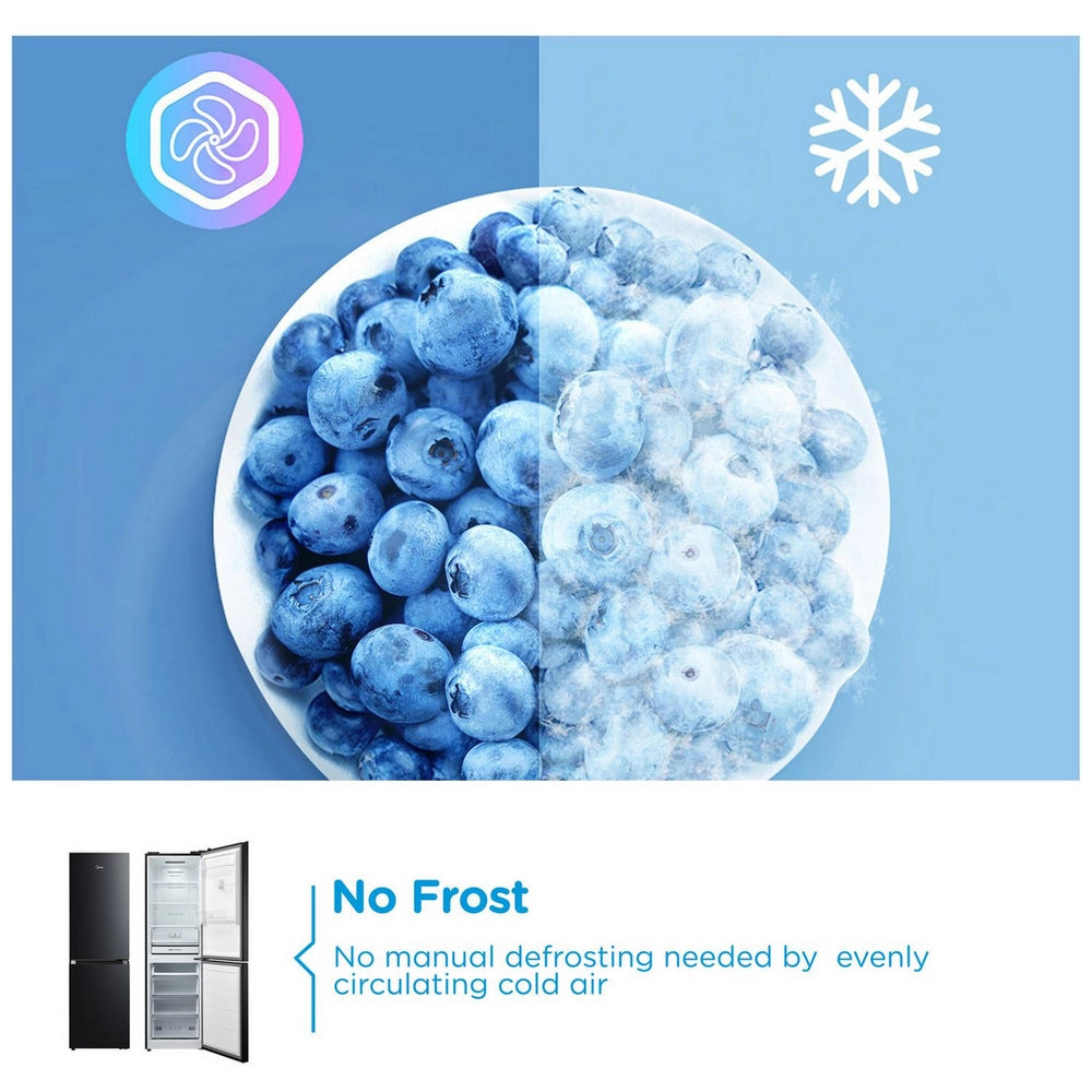 Midea MDRB379FGD30 60/40 Freestanding Total No Frost Fridge Freezer - Black