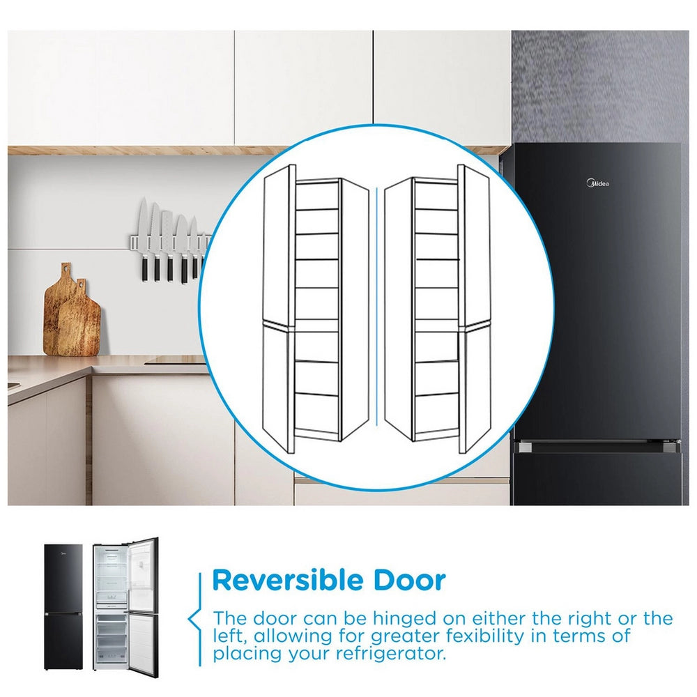 Midea MDRB379FGD30 60/40 Freestanding Total No Frost Fridge Freezer - Black