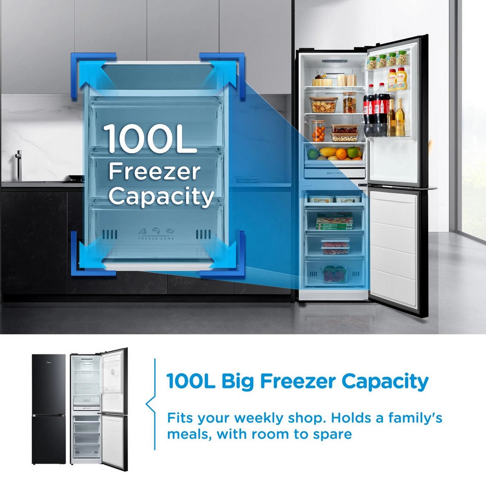 Midea MDRB379FGD30 60/40 Freestanding Total No Frost Fridge Freezer - Black
